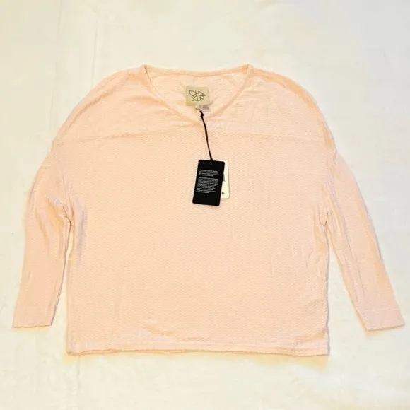 Chaser Revolve Waffle Women's Pink Long Sleeve Criss Cross Top Small - Image 3