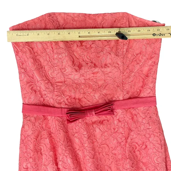 Vintage Jessica McClintock Pink Floral Lace Strapless Mermaid Maxi Dress size 10 - Image 3