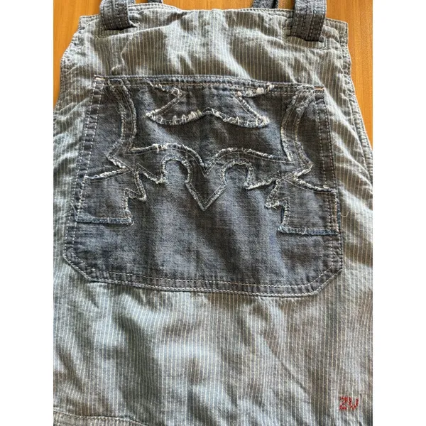 Zadig & Voltaire Sidney Patch Denim Overalls Size Small Blue Chambray Stripe - Image 8