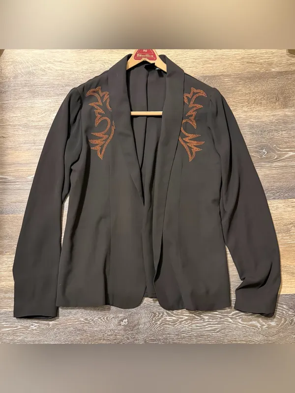 Cruel Denim Western Blazer Brown Medium Copper Embroidery Country Festival Wear - Image 2