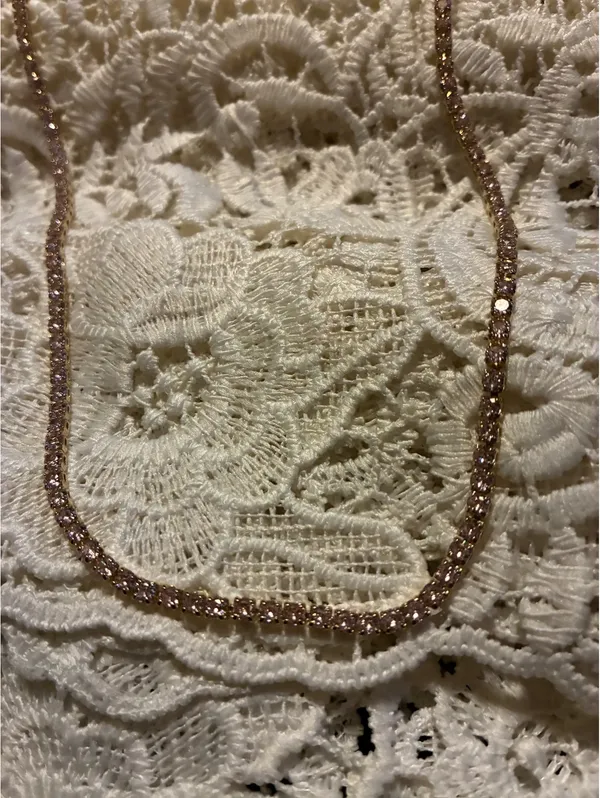 Pink Cubic Zirconia Gold Plated Tennis Necklace – Elegant - Image 6