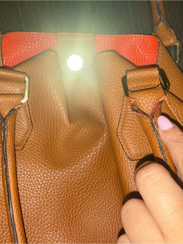 Classic Women's Tote Handbag with Wristlet - Orange - Image 9