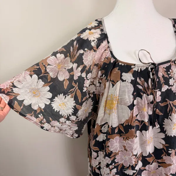 Abercrombie & Fitch Floral Floaty Trapeze Mini Dress Black Boho Tiered‎ XL NWT - Image 5