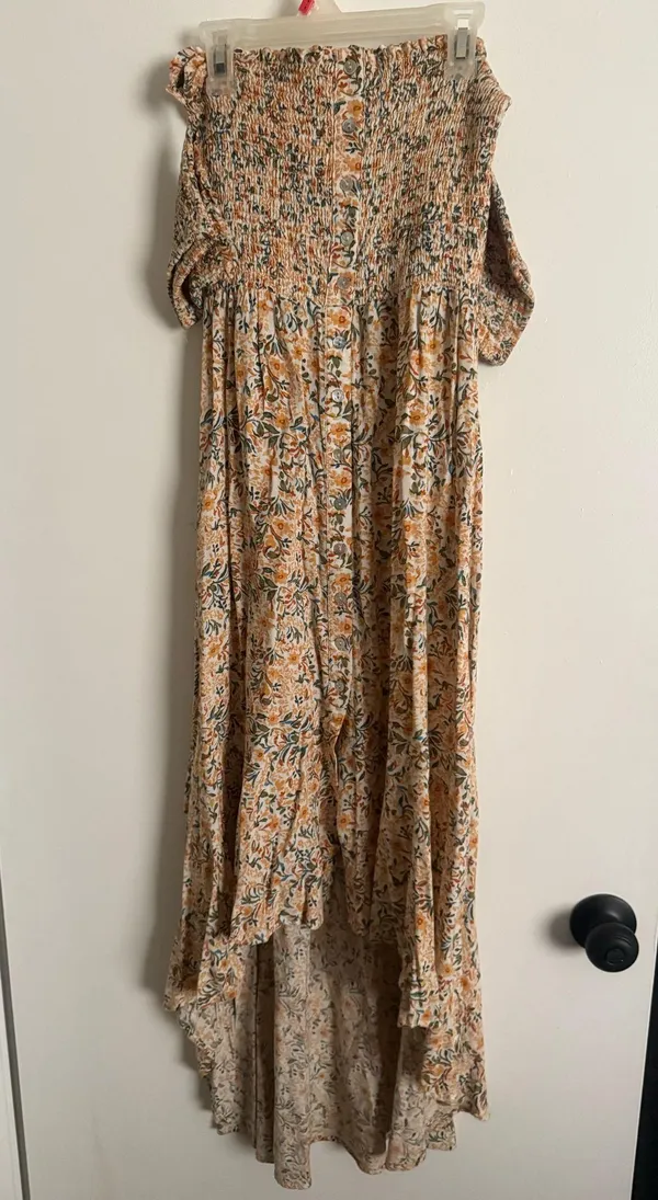 Altar’d State Olivia Maxi Dress Floral Smock Off Shoulder High Low, Women Small - Image 4