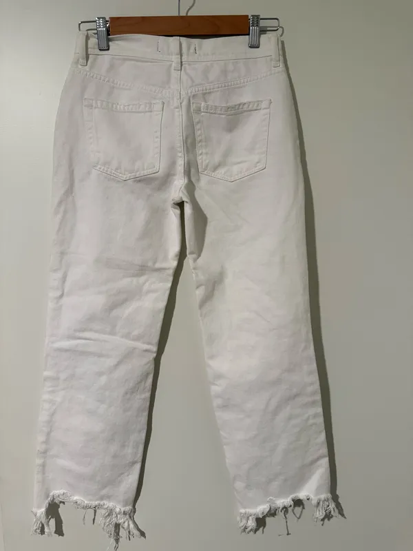 Free People Ripped White Jeans 24 - Image 4