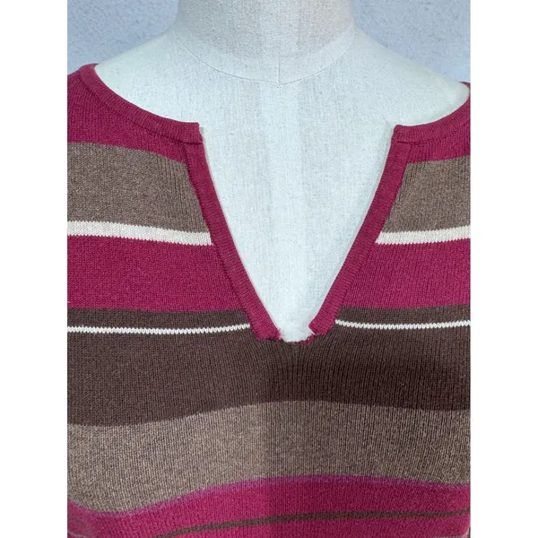 Croft & Barrow L‎ Purple Sweater Women's Striped V-Neck 3/4 Sleeve - Image 8
