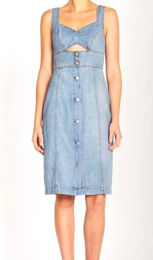 La Vie Rebecca Taylor Drapey Denim Cut-Out Dress in Forget Me Not - Image 5