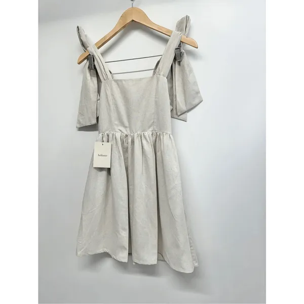 MIOU MUSE Dress‎ Size Small Bow Tie A-Line Mini Linen Blend New - Image 4