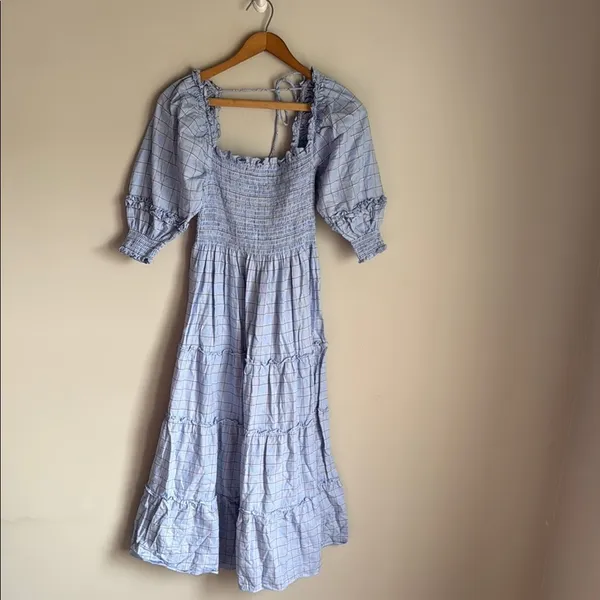 Hill House Nesli Dress in Diana blue check XS - Image 2