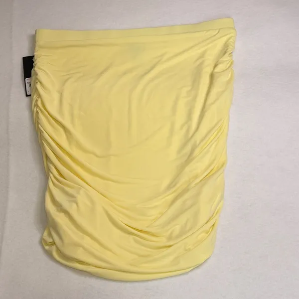 Free Press NWT Women Yellow Ruched Bodycon Mini Skirt Size L NWT - Image 4