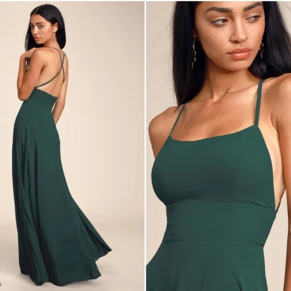 LULU's Bridesmaid Prom Wedding Flowy Romantic Flowy Sexy Chiffon Maxi Dress - Image 4