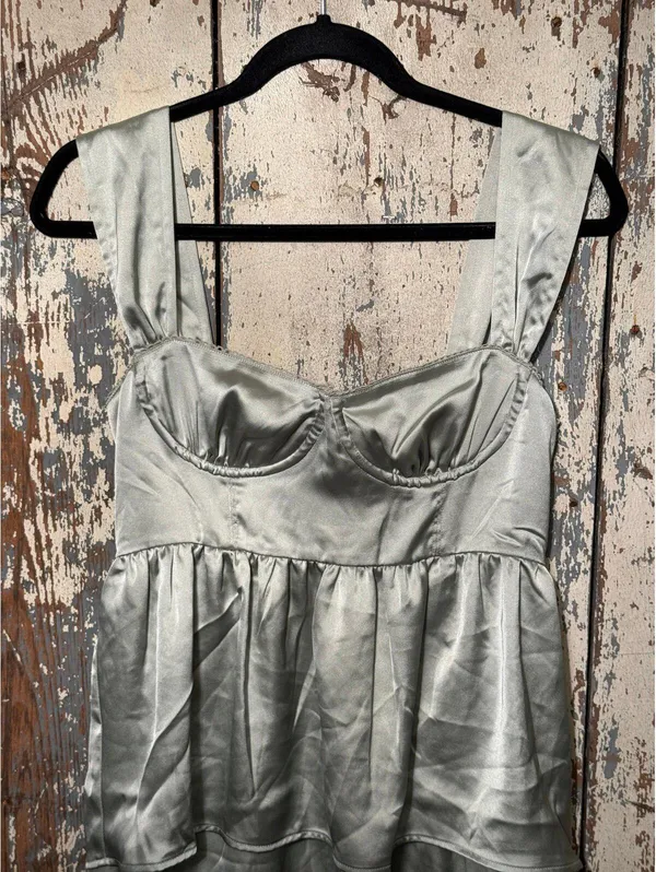 WeWoreWhat Corset High Low Maxi dress Fog Green size 4 - Image 3