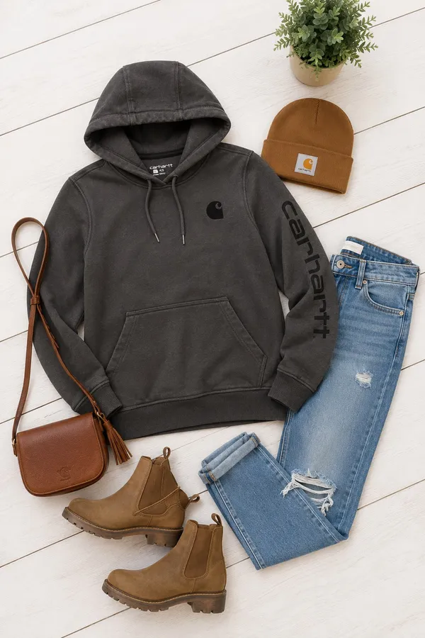 Carhartt Grey Hoodie Pullover - Image 2