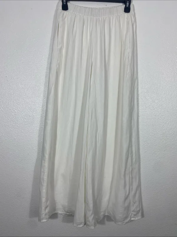Show Me Your MuMu White Wide-Leg Linen-Blend Pants 100% Rayon Size XS - Image 5