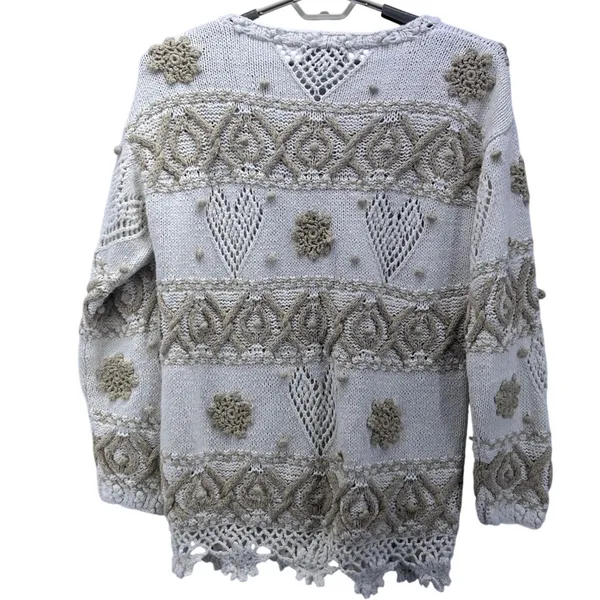 Express Vintage Fair Isle Sweater Cream Medium‎ - Image 7