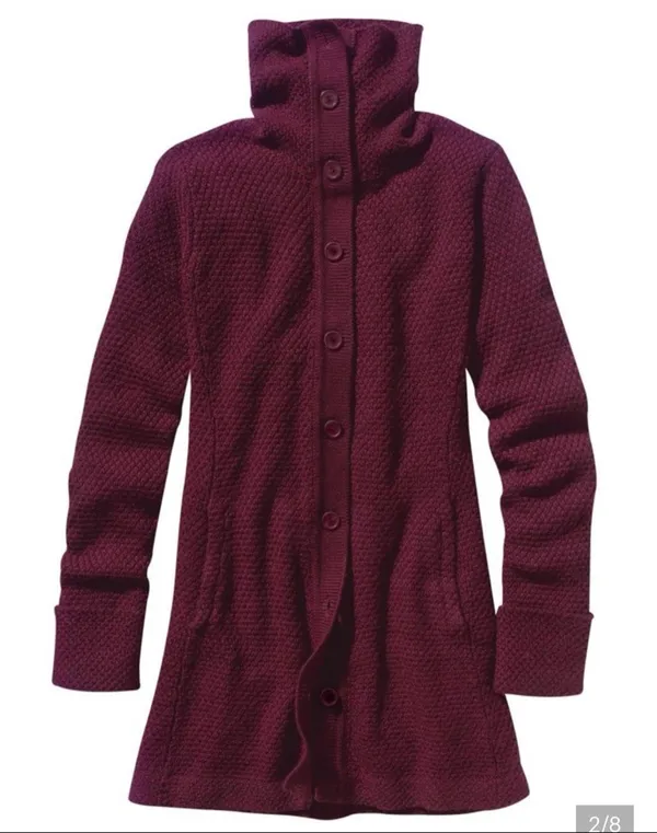 Patagonia 100% merino wool burgundy sweater jacket size small - Image 7