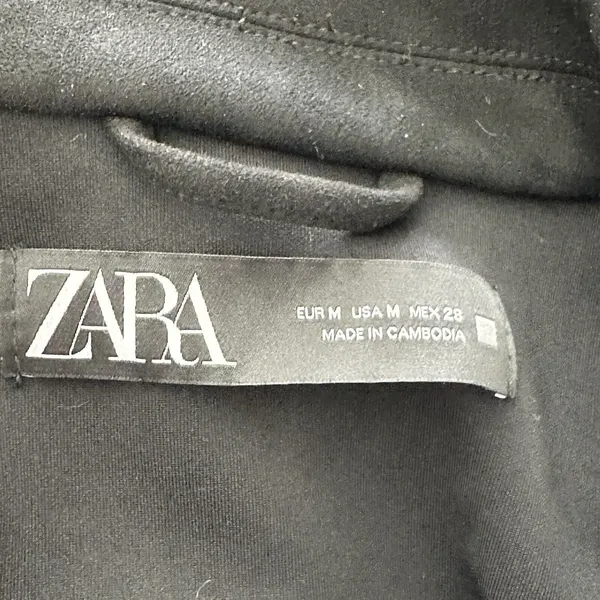 ZARA M Faux Suede black snap button shirt jacket size M - Image 3