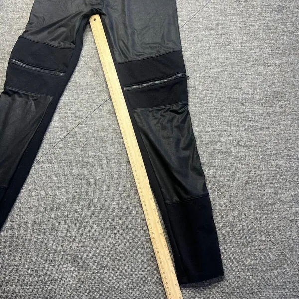 Guess Los Angeles Black Faux Leather Moto Leggings Zippers Womens M‎ - Image 4