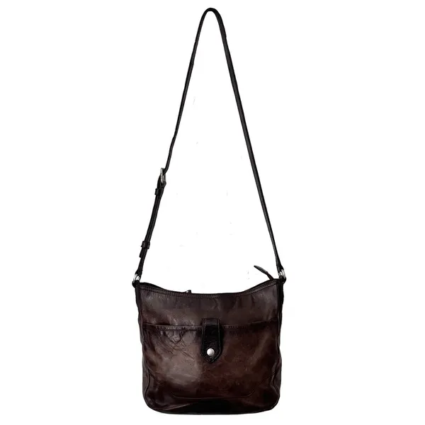Frye ‘Melissa Button’ Grey Distressed Leather Crossbody Bag - Image 2