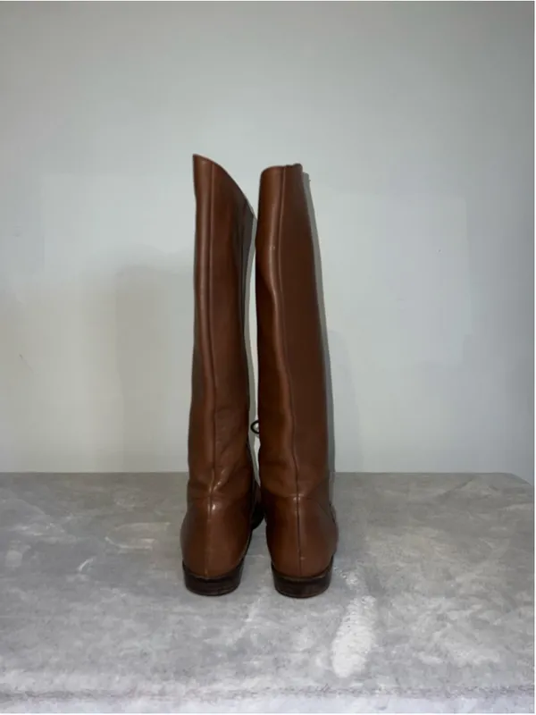 Vintage Half Lace Brown Riding Boots Size 7 - Image 3