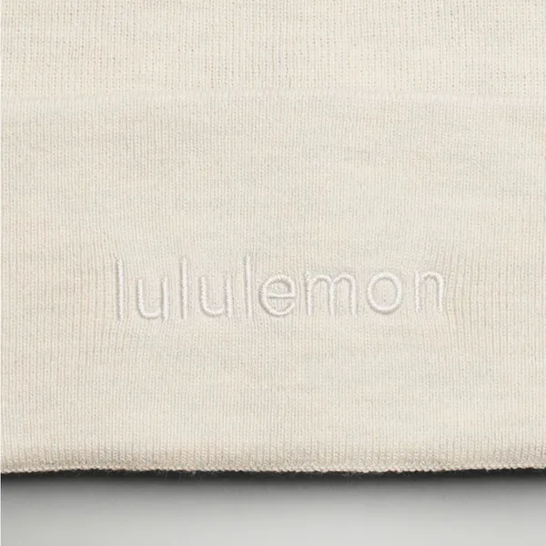 Lululemon NWT Warm Revelation Beanie Merino Wool Blend Heathered Bone Color - Image 3