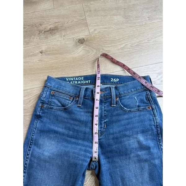 EUC J CREW Jeans Women Slim Straight Full-Length Demi-Boot Raw Hem Cotton SZ 6P - Image 7