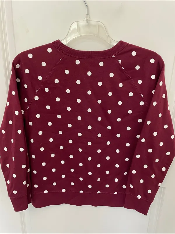 Old Navy Maroon Polka Dot Crewneck Sweatshirt Medium - Image 2