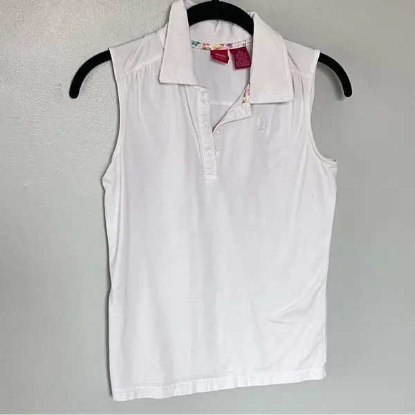 Y2K Sleeveless V-neck Collar Cotton Golf Athletic Tank Too XS Small - Image 2