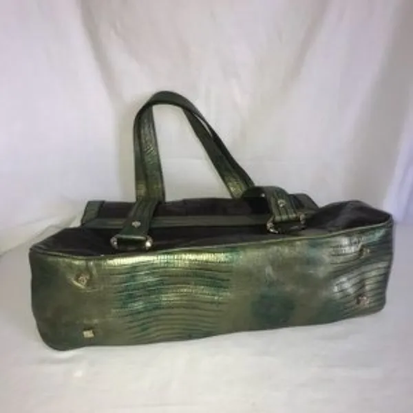 Anne Klein drk brown & green leather purse - Image 3