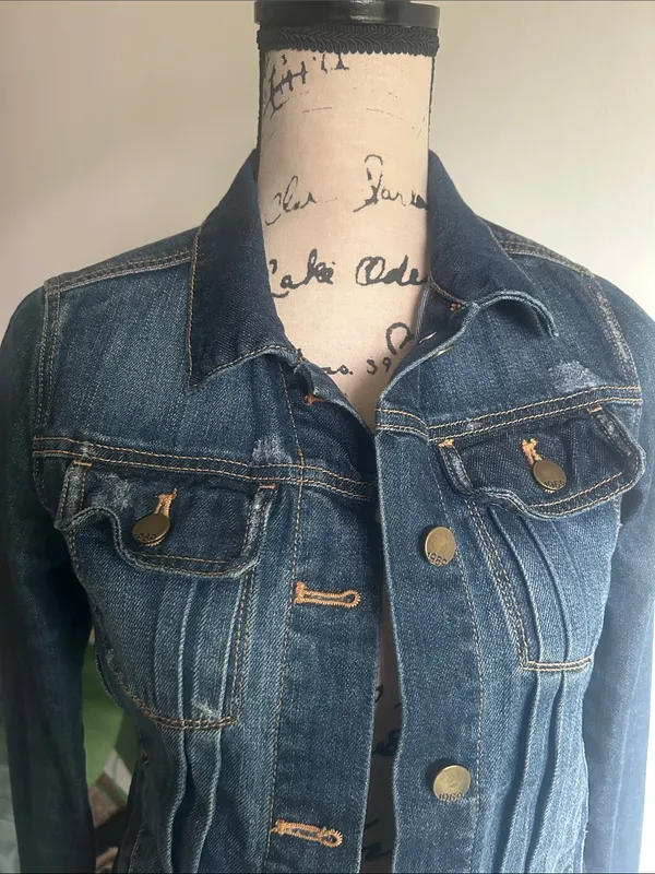 GAP 1969 Distressed Denim Jacket Size XS - Image 4
