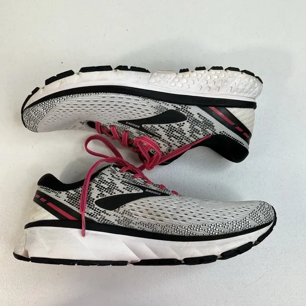 Brooks Ghost 11 Womens‎ 10 Sneakers White Black Pink Running 1202771B192 Shoes - Image 3