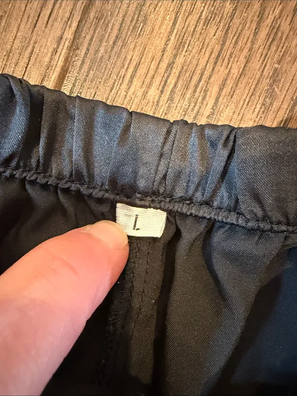 Black Satin Women's Shorts with Contrast Piping Size Medium - C27-170 - Image 2