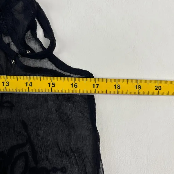 NWOT Johnny Was Silk Black Sheer Floral Embroidered Lace Tank Top Sz S - Image 10