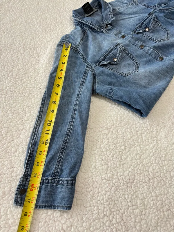 Vintage 90s Grunge Calvin Klein Chambray Denim Utility Shirt Dual Flap Pockets Size M - Image 7