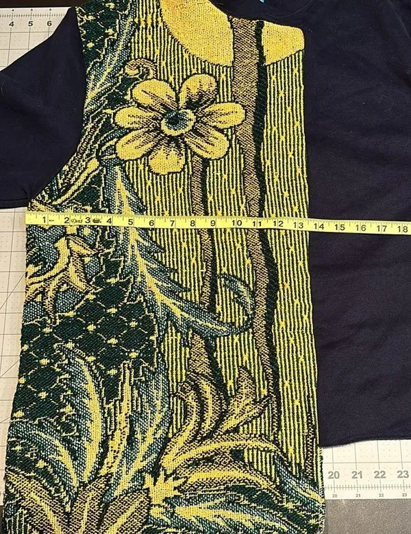 Tapestry blanket sweater Custom reworked floral navy tapestry sweater size large - Image 7