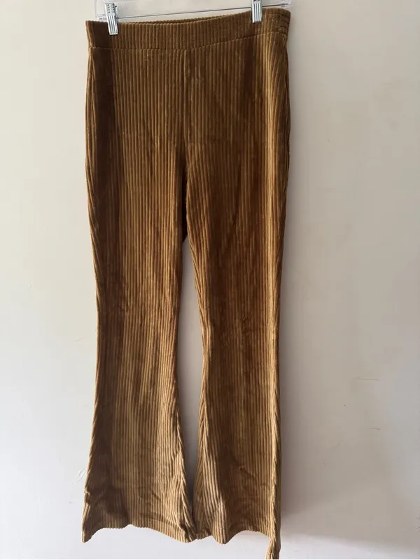 Aerie Groove On Velour‎ High Waisted Brown Flare Pant - Image 3
