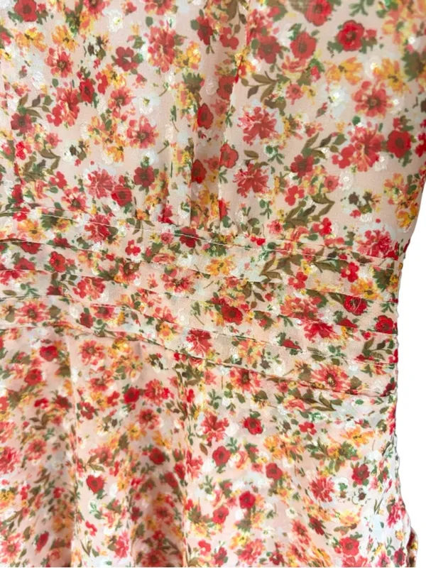EUC Anthropologie Lenon Edition Floral Ruffle Skirt V Neck Long Slv. Dress Small - Image 4