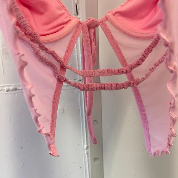 Princess Polly Tasia Top Y2K Pink‎ Sheer Mesh Lace Underwire Crop Top US 4 - Image 5