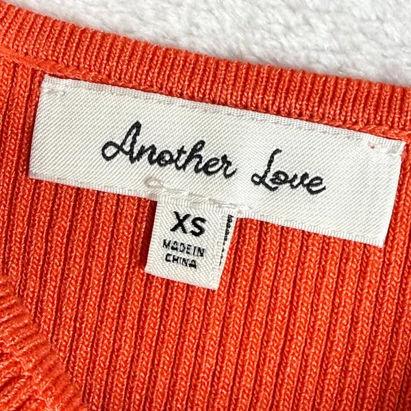 Another‎ Love Sawyer Sleeveless Rib Tank Pimento Red Orange Square Neck XS NEW - Image 2