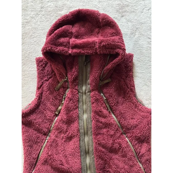 KUHL Women's Flight Pile Fleece Faux Fur Vest Jacket Hood Size Small - Image 2