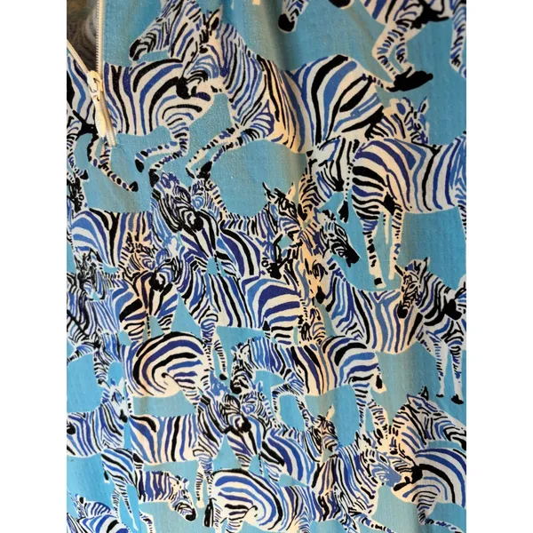 IBKUL Womens Zebra Print Quarter Zip Sun Shirt Blue White Short Sleeve Large - Image 7