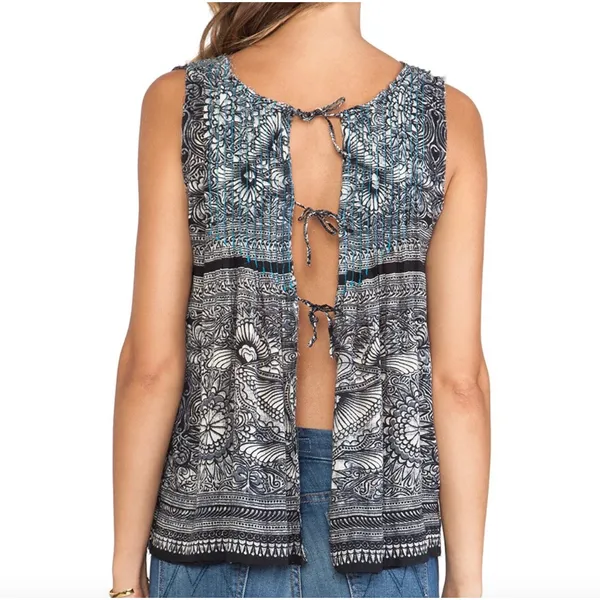 Free People One Myna Tank Black Combo Hobo Concert Blouse Small - Image 2