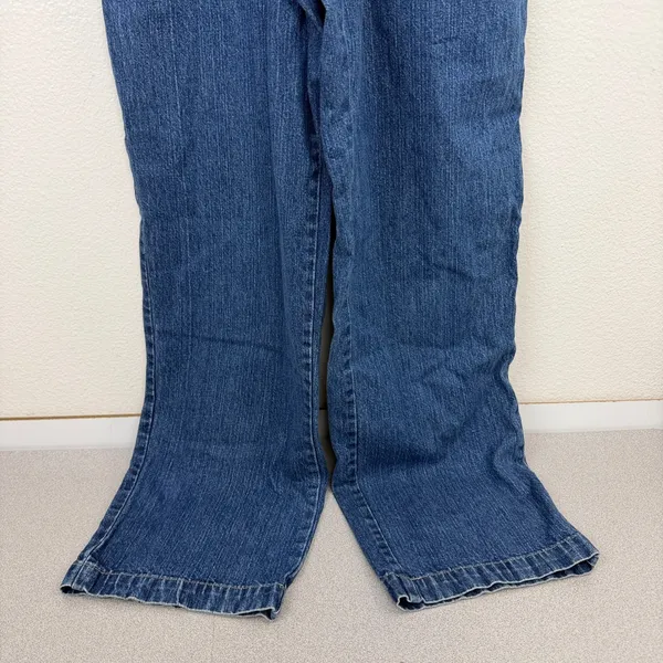 B.U.M. Equipment Overalls Womens Size Medium Blue Denim Red Mesh Straps Vintage - Image 4