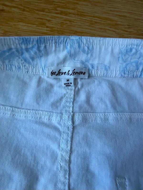 For Love & Lemons Chantal Blue Floral Swan Denim Midi Skirt M - Image 9