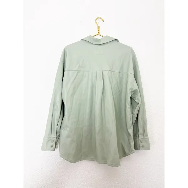Abercrombie & Fitch Vegan Leather Oversized Shirt-Jacket Size Large Mint Shacket - Image 11