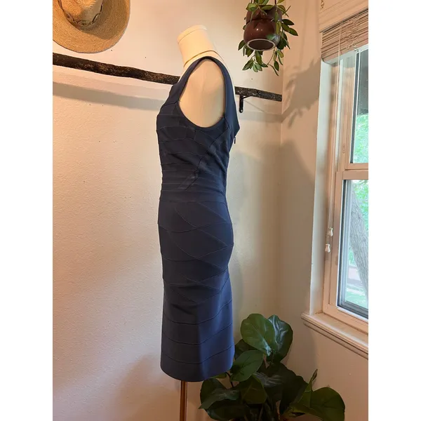 Herve Leger Quinn Washed Blue Bandage Off Shoulder Mini Dress Size Small - Image 3