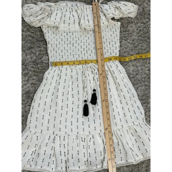 Lost + Wander Womens Size S White Boho Smocked Mini Dress Spaghetti Strap Tassel - Image 15