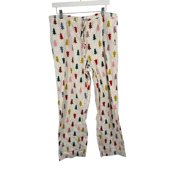 Hanna Andersson Holiday Flannel Pajama Pants Tree 100% Cotton Womens Large - Image 3