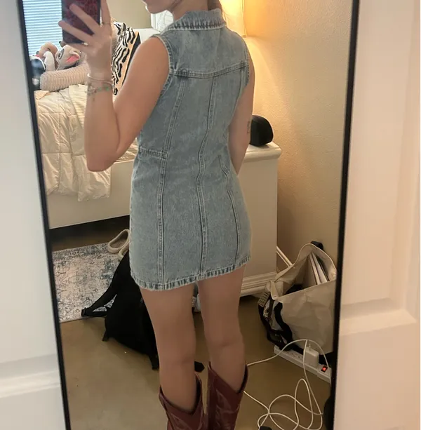 Altar'd State Mini Zip-Up Denim Dress - Image 6