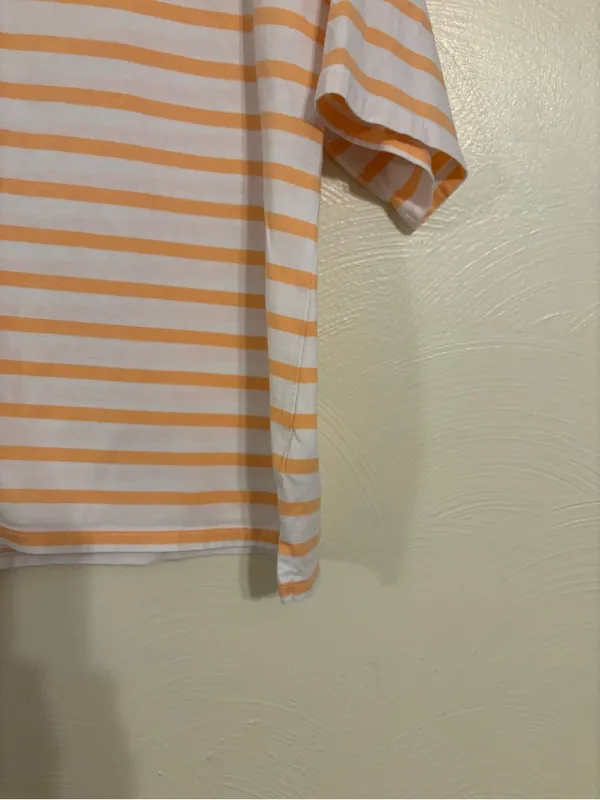 Talbots Petite MP Pima Cotton Orange White Striped Tee Top - Image 7